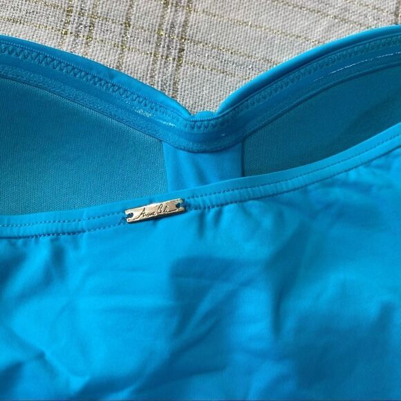 ANNE COLE Turquoise Twist-Front Ruched Tankini Top X-SMALL NWT - Picture 11 of 13